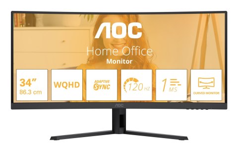 AOC B3 CU34B3E monitor komputerowy 86,4 cm (34") 3440 x 1440 px Wide Quad HD LED Czarny