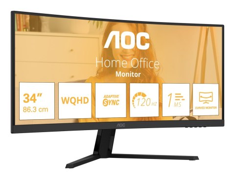 AOC B3 CU34B3E monitor komputerowy 86,4 cm (34") 3440 x 1440 px Wide Quad HD LED Czarny