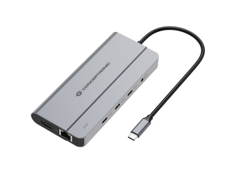 Conceptronic DONN34G stacja dokująca Przewodowa USB 3.2 Gen 2 (3.1 Gen 2) Type-C Szary