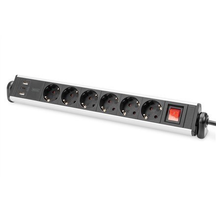 Digitus 6-gniazdkowa biurowa listwa zasilająca z 3 portami USB