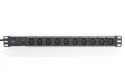Digitus Listwa zasilająca PDU 19" Rack, 10x gniazdo C13, 2.0m, 1x wtyk C14, 10A, zabezpieczenie przeciążeniowe, profil aluminiow