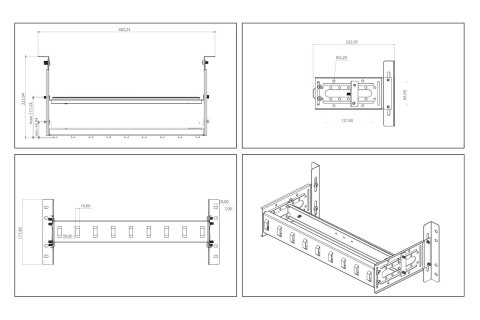 Digitus Wspornik szyny montażowej 483 mm (19"), 4U