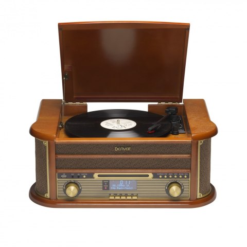 Drewniane centrum muzyczne retro Denver MRD-51 z gramofonem