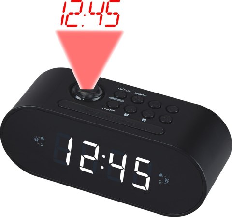 Radiobudzik Denver CRP-717B z podwójnym alarmem i projektorem