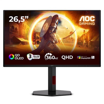 AOC G4 Q27G4SDR monitor komputerowy 67,3 cm (26.5") 2560 x 1440 px Quad HD QD-OLED Czarny, Czerwony