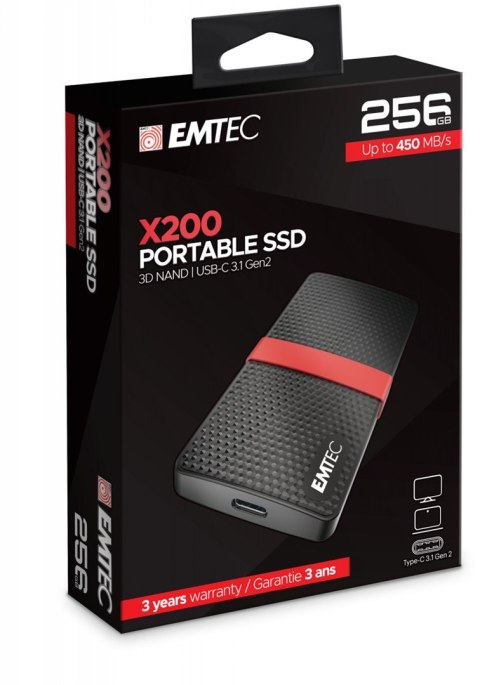 Emtec X200 256 GB USB Type-C 3.2 Gen 1 (3.1 Gen 1) Czarny, Czerwony
