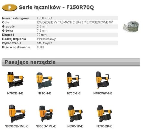 BOSTITCH GWOŹDZIE F 2,50-70 R Q 9m ...