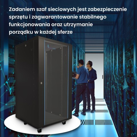 Extralink - szafa stojąca 19" 27U 600x1000 Czarna flat-pack