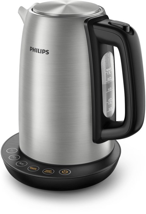 Philips Avance Collection Czajnik z reg. temp. 1,7 l; metal; pokrywka z mechanizmem spręż.