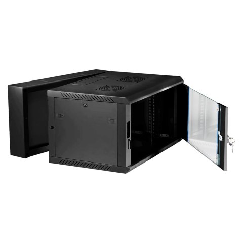 Extralink Szafa rack 6U 600x600 AZH Czarna montowana na ścianie, dwusekcyjna