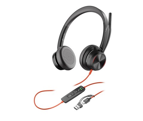 POLY Zestaw słuchawkowy Blackwire 8225 Stereo USB-C + przejściówka USB-C/A