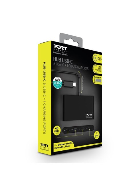 Port Designs 900147 huby i koncentratory USB Type-C 5000 Mbit/s Czarny