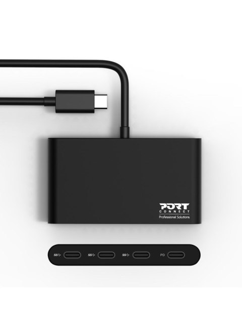 Port Designs 900147 huby i koncentratory USB Type-C 5000 Mbit/s Czarny