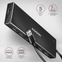 Axagon HUE-F7A 7x USB 3.2 Gen 1 ALU FLAT hub micro power IN 1m USB-A USB 3.2 Gen 1 (3.1 Gen 1) Type-A 5000 Mbit/s Czarny