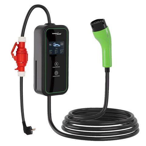 GREENBLUE ŁADOWARKA SAMOCHODÓW PRZENOŚNA, TYP 2, DŁ. PRZEW. 6,8M, IP65, 11KW, 220-380V AC 50/60HZ, 16A, 3 FAZY, GB1100