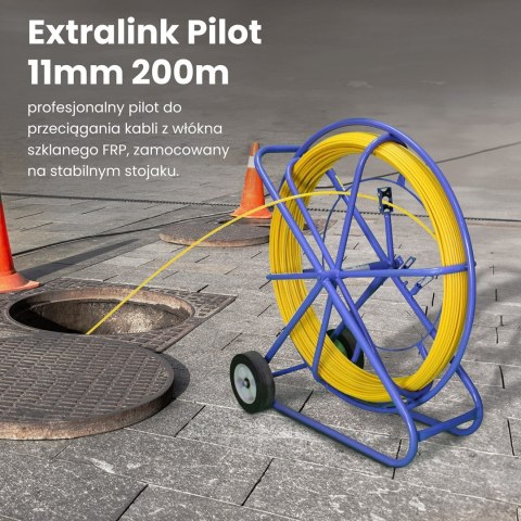 Extralink Pilot do przeciągania kabli Pilot 11mm 200m włókno szklane FRP, śr. 11mm, dł. 200m, żółty