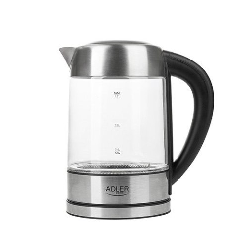 Adler AD 1247 NEW czajnik elektryczny 1,7 l 2200 W Orzech laskowy, Stal nierdzewna, Przezroczysty