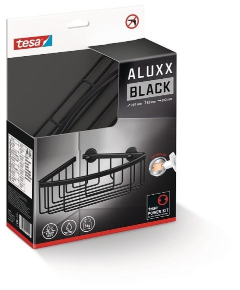 TESA ALUXX BLACK Aluminium Do zawieszenia na ścianę Koszyk prysznicowy
