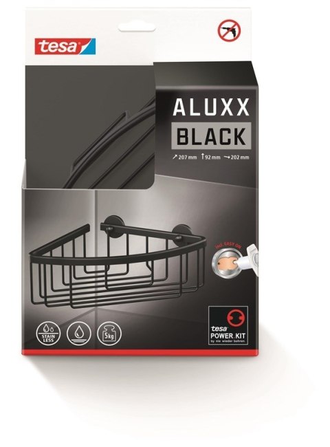 TESA ALUXX BLACK Aluminium Do zawieszenia na ścianę Koszyk prysznicowy