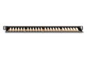 Digitus Panel krosowy (patch panel) high density 19'' 24x RJ45, LSA poziom, kat.6, nieekranowany, 0.5U, czarny, prowadnica kabli