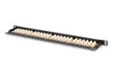 Digitus Panel krosowy (patch panel) high density 19'' 24x RJ45, LSA poziom, kat.6, nieekranowany, 0.5U, czarny, prowadnica kabli