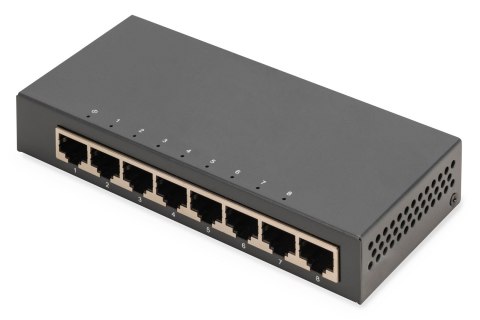 Digitus 8-portowy przełącznik gigabitowy, desktop, niezarządzalny, metalowa obudowa