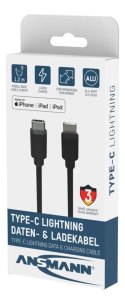 Ansmann 1700-0106 kabel do telefonu Czarny 0,12 m USB C Lightning