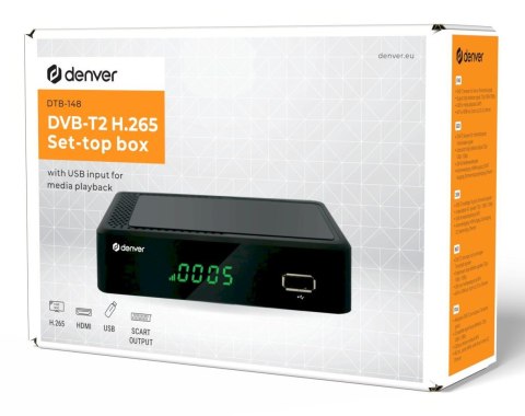 Denver DTB-148 set-top box (dekoder STB) Ethernet (RJ-45), Terrestrial Full HD Czarny