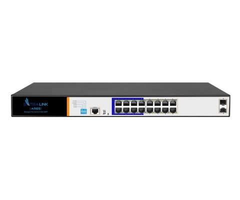 Extralink Switch PoE ARES 16x Gigabit PoE/PoE+, 2x SFP, 1x Port Konsolowy, 150W, Zarządzalny