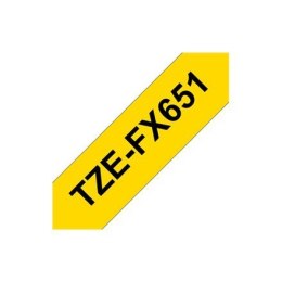 Brother TZe-FX651 Flexible ID Laminated Tape Black on Yellow, TZe, 8 m, 2.4 cm