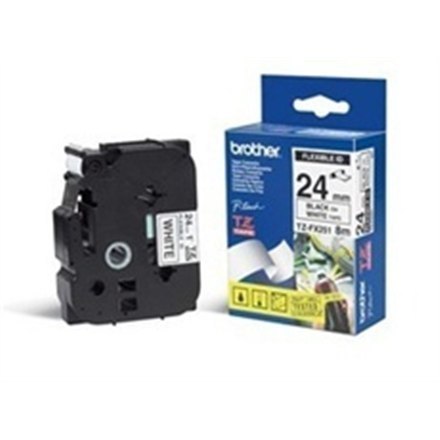 Brother | FX651 | Taśma elastyczna | Termiczna | Czarna na żółtym | Rolka (2,4 cm x 8 m)