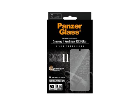 Ceramiczna folia ochronna PanzerGlass do nowego Samsunga Galaxy S26 Ultra | Bardzo szeroki krój z systemem EasyAligner | PanzerG