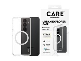 Etui CARE marki PanzerGlass z serii Urban Explorer, przezroczyste z białym elementem Qi, do nowego Samsunga Galaxy S26 | PanzerG