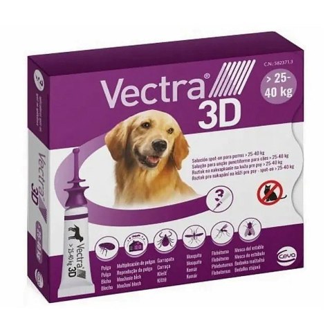 Ceva Vectra 3D dla psów 25-40kg pipety przeciw pasożytom 3szt