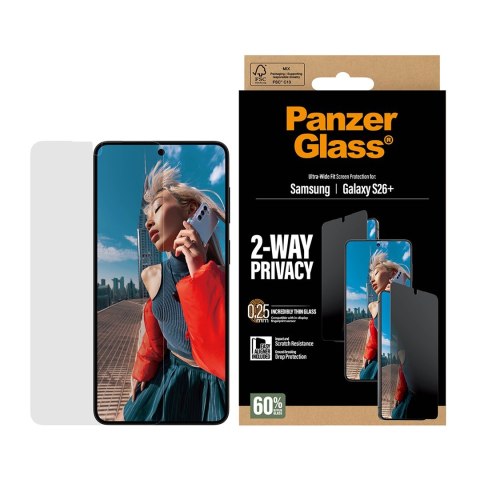 PanzerGlass ® 2-Way Privacy Screen Protector Samsung Galaxy S26+ | Ultra-Wide Fit w. EasyAligner Przezroczysta ochrona ekranu 1 