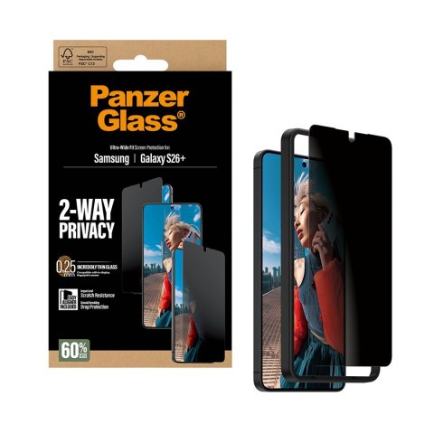 PanzerGlass ® 2-Way Privacy Screen Protector Samsung Galaxy S26+ | Ultra-Wide Fit w. EasyAligner Przezroczysta ochrona ekranu 1 