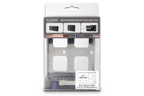Icy Dock MB453TRAY-2B panel drive bay Taca napędu pamięci masowej Czarny, Metaliczny