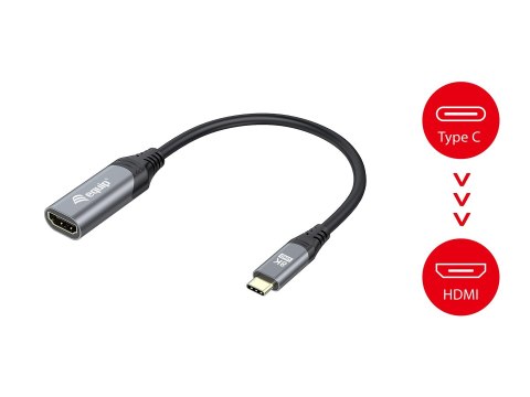 Equip 133492 adapter kablowy 0,15 m USB Type-C HDMI Czarny, Szary
