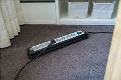 Brennenstuhl 1951580101 Regleta, 230 V, Negro y Gris Claro, 49 cm rozgałęziacz 5 m 8 x gniazdo sieciowe Wewnętrzna Czarny, Jasno