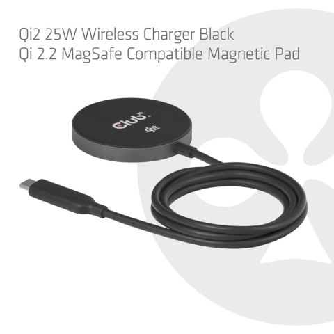 CLUB3D CAC-3027 ładowarka do urządzeń przenośnych Smartfon, Uniwersalne Czarny DC Bezprzewodowe ładowanie Szybkie ładowanie Wewn