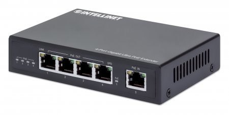 Intellinet 561617 przedłużacz sieciowy Nadajnik sieciowy Czarny 10, 100, 1000 Mbit/s
