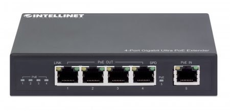 Intellinet 561617 przedłużacz sieciowy Nadajnik sieciowy Czarny 10, 100, 1000 Mbit/s