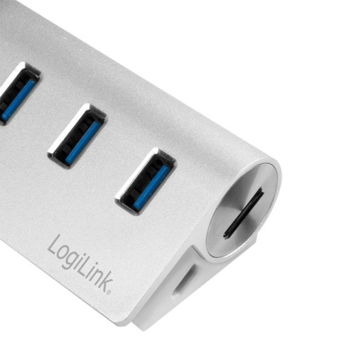 LogiLink CR0045 huby i koncentratory USB 3.2 Gen 1 (3.1 Gen 1) Type-A 5000 Mbit/s Srebrny