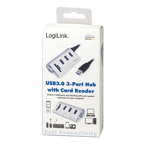 LogiLink CR0045 huby i koncentratory USB 3.2 Gen 1 (3.1 Gen 1) Type-A 5000 Mbit/s Srebrny