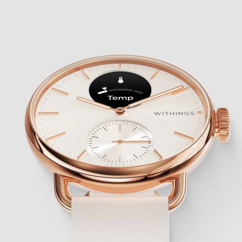 Zegarek hybrydowy Withings ScanWatch 2 - Stal nierdzewna - Hybrydowy inteligentny zegarek z paskiem - Fluoroelastomer - Rozmiar 