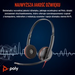 Poly Blackwire 3220 Stereo USB-C Headset +USB-C/A Adapter (Bulk)