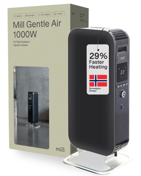 Mill | Grzejnik | AB-H1000DN | Grzejnik olejowy | 1000 W | Liczba stopni mocy: 3 | Przeznaczony do pomieszczeń o powierzchni do 