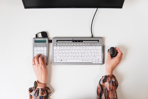BakkerElkhuizen S-board 840 Numeric klawiatura numeryczna PC USB Jasny Szary, Biały