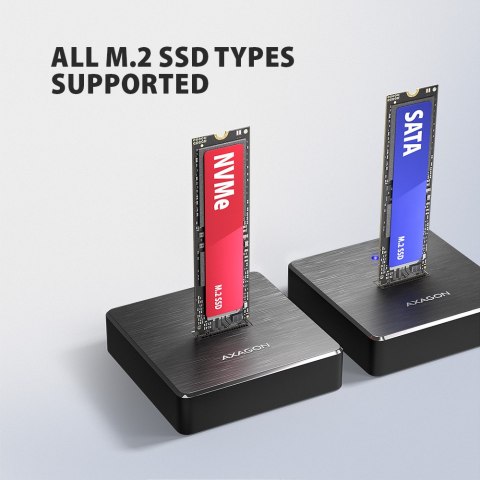 Stacja dokująca AXAGON ADSA-M2C11 z interfejsem USB-C 10 Gb/s do dysków SSD M.2 NVMe / SATA