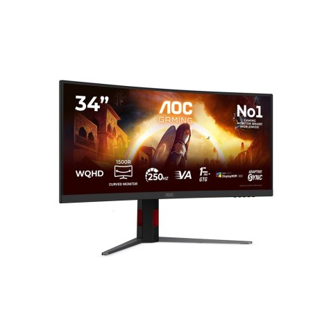 AOC G4 CU34G4ZCA monitor komputerowy 86,4 cm (34") 3440 x 1440 px Wide Quad HD Czarny, Czerwony